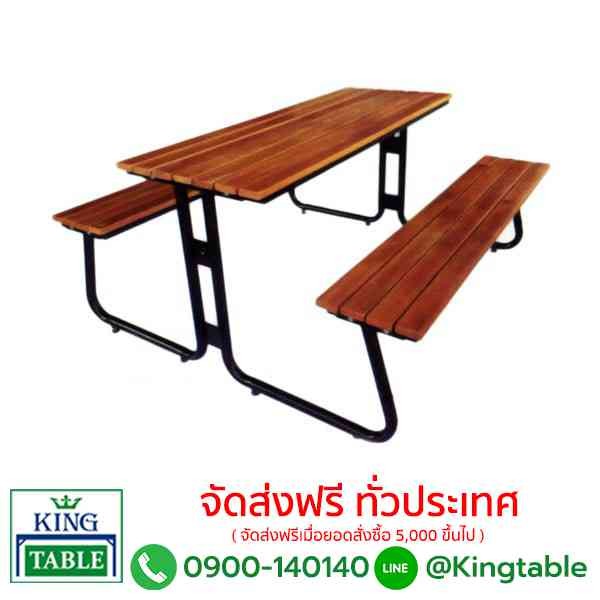 โต๊ะโรงอาหารขาตัว J ไม้สนนอก