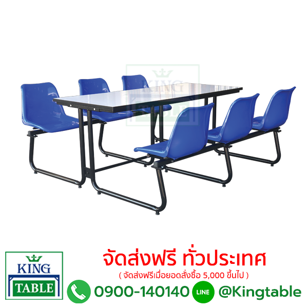 โต๊ะโรงอาหารขาตัว J โพลี 4 และ 6 ที่นั่ง